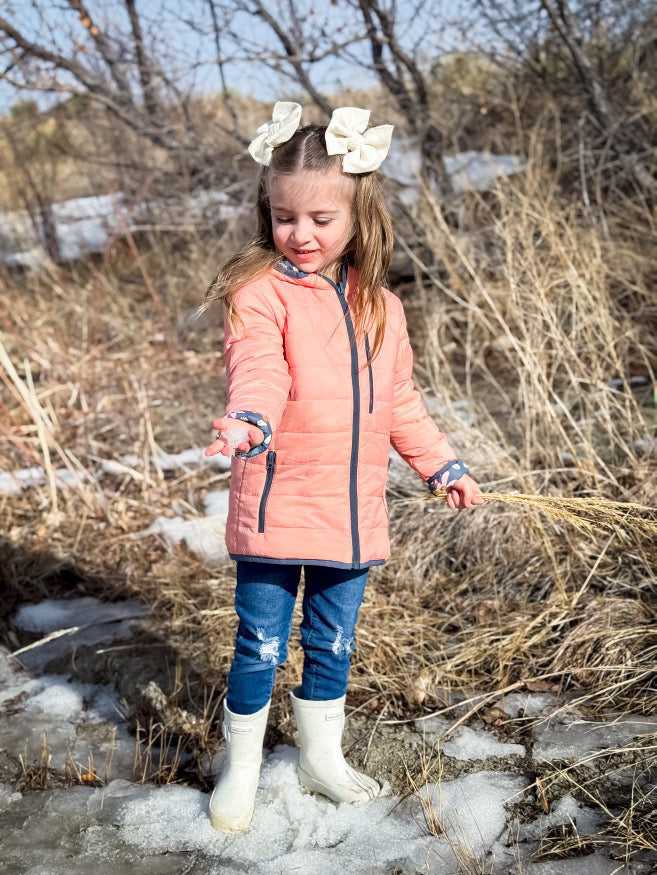Flowers Lightweight Reversible Puffy Jacket - Kids Outdoor