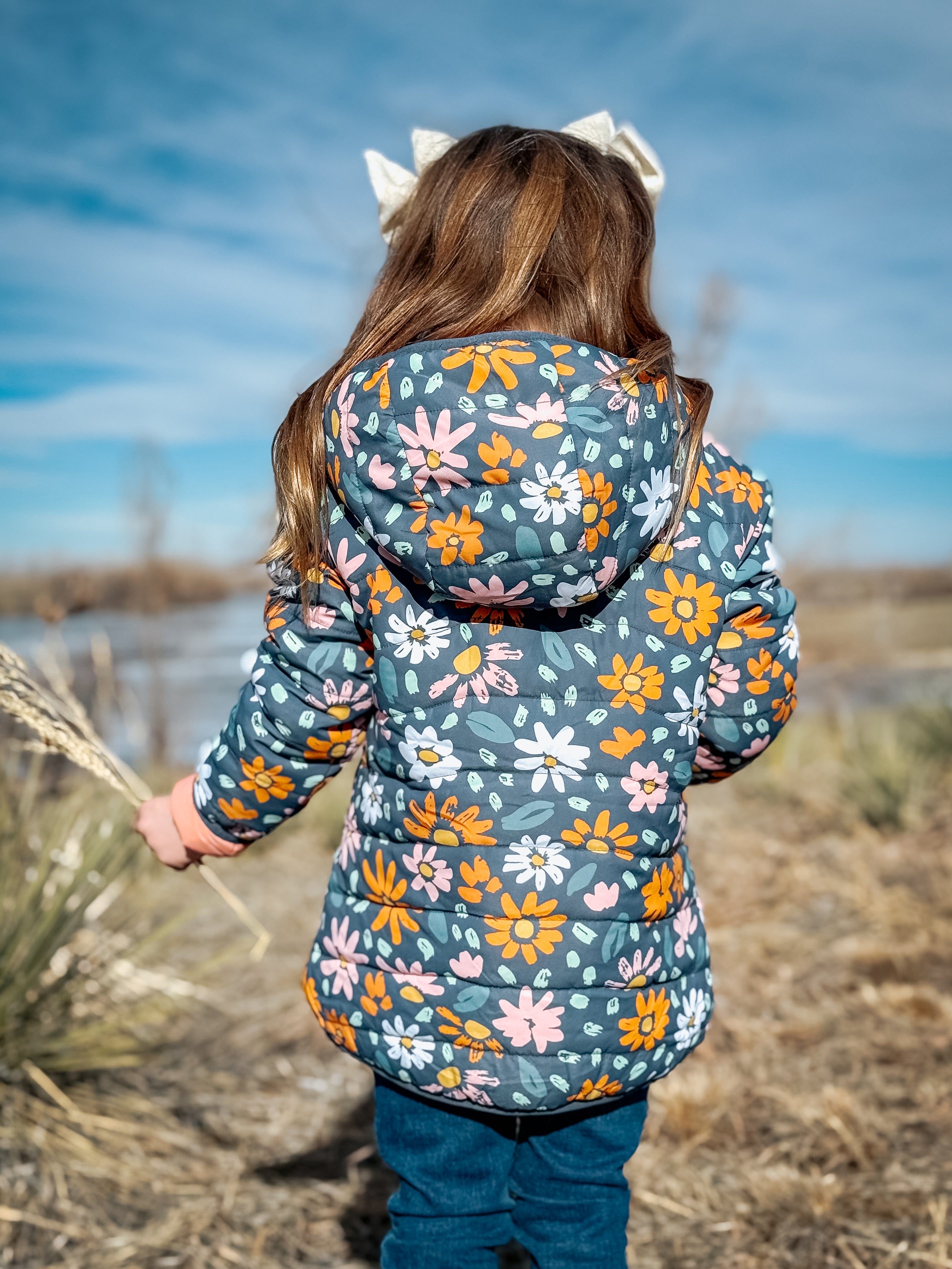 Flowers Lightweight Reversible Puffy Jacket - Kids Outdoor