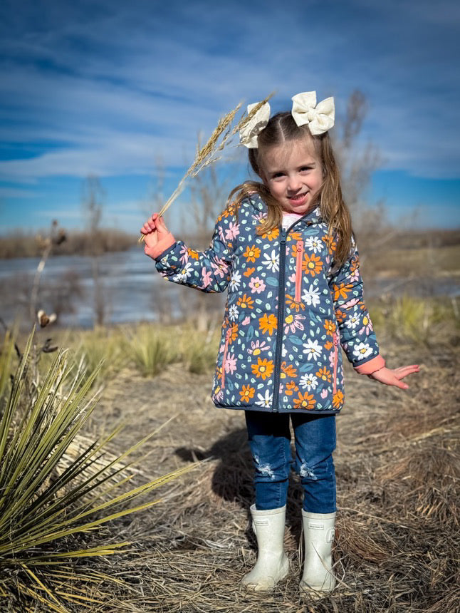 Flowers Lightweight Reversible Puffy Jacket - Kids Outdoor
